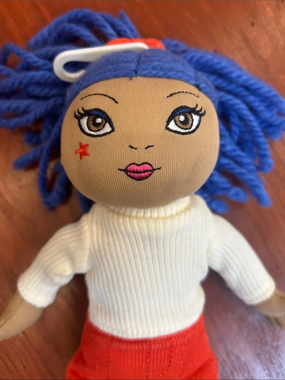 The Children's Place Blue Hair Plush Doll with Orange Skirt and White Top